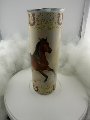 Three Horse 20oz Tall Skinny Steel Tumbler with lid and metal straw - image1